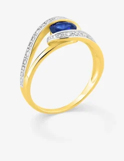 Bague fantaisie plaqué or, rhodium et oxyde de zirconium bleu foncé SO OR