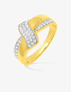 Bague fantaisie plaqué or, rhodium et oxydes de zirconium SO OR