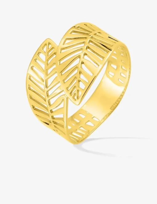 Bague feuilles or jaune 375‰ SO OR