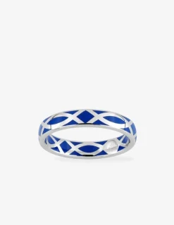 Bague fine Confidence Or blanc 375‰ et laque bleue SO OR