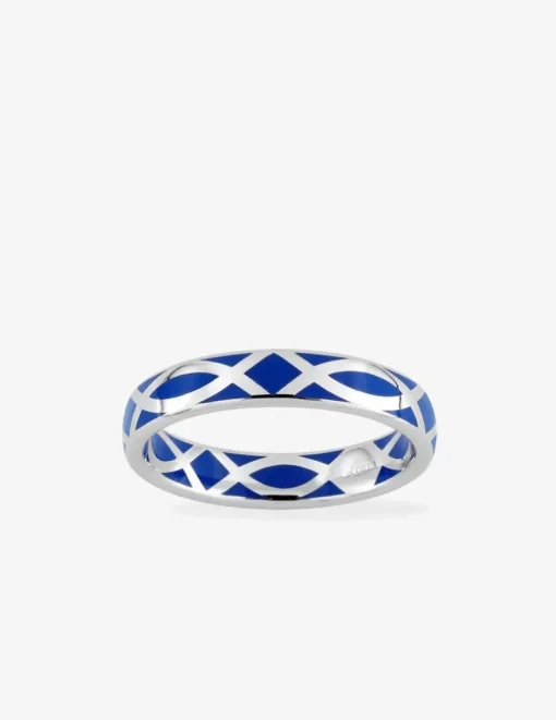 Bague fine Confidence Or blanc 375‰ et laque bleue SO OR