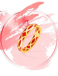 Bague fine Confidence Or jaune 375‰ et laque corail SO OR