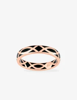 Bague fine Confidence Or rose 375‰ et laque noir de Jais SO OR