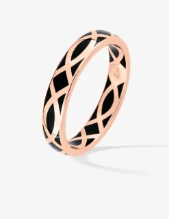 Bague fine Confidence Or rose 375‰ et laque noir de Jais SO OR