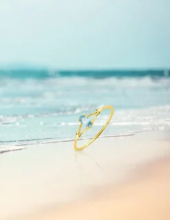 Bague fine or jaune 375‰, topaze SO OR