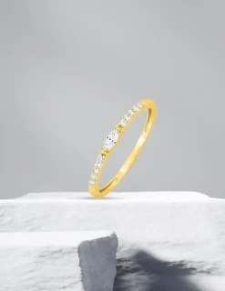Bague fine Plaqué or & oxydes de zirconium SO OR
