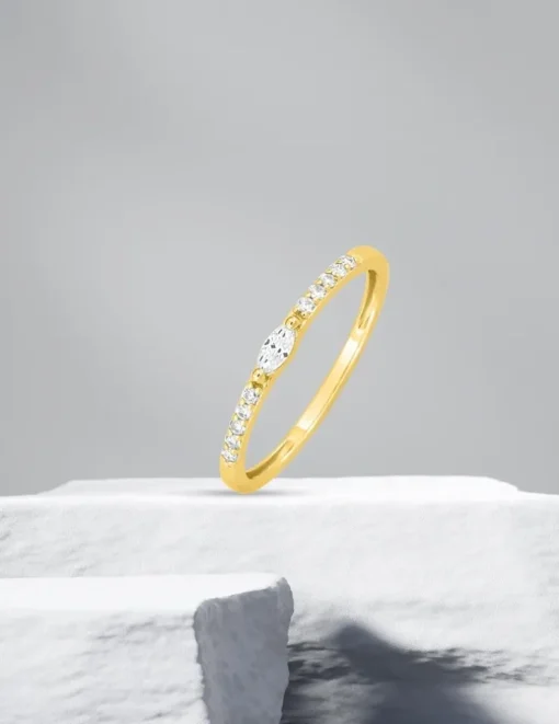 Bague fine Plaqué or & oxydes de zirconium SO OR
