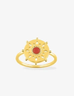 Bague gouvernail en plaqué or laqué rouge SO OR