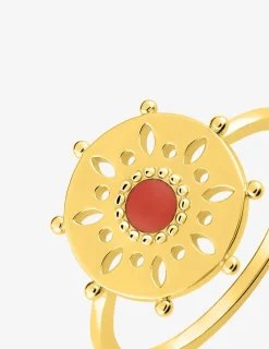 Bague gouvernail en plaqué or laqué rouge SO OR