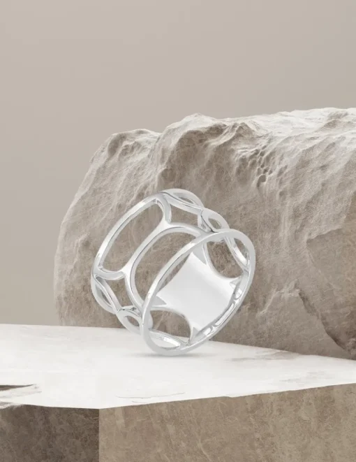 Bague graphique Argent 925‰ rhodié SO OR