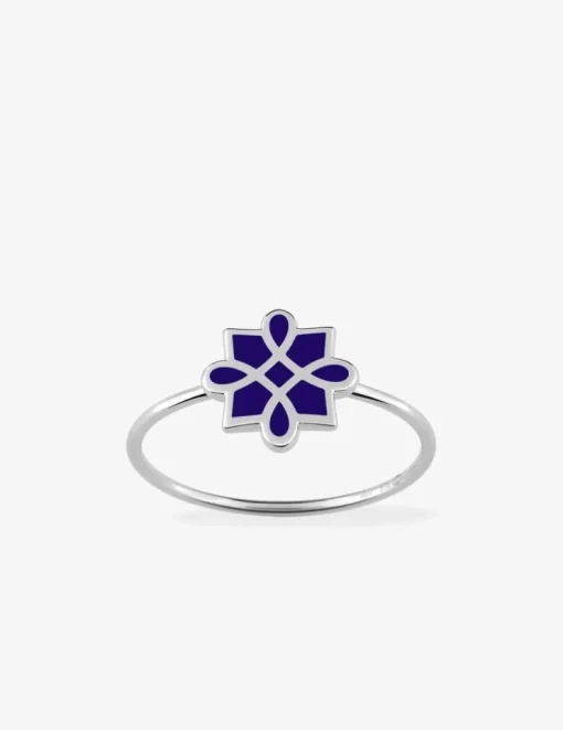Bague Harmonie Or blanc 375‰ et laque bleue SO OR