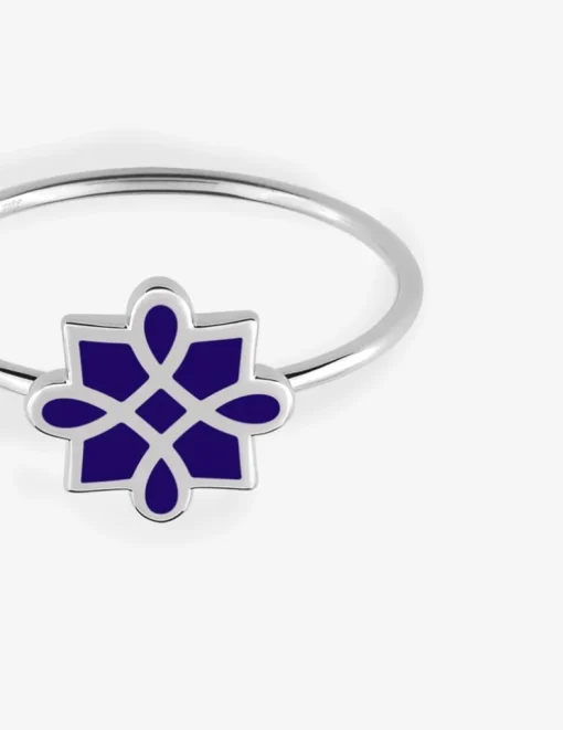 Bague Harmonie Or blanc 375‰ et laque bleue SO OR