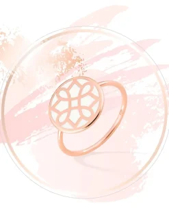 Bague Harmonie Or rose 375‰ et jeton laque ivoire SO OR