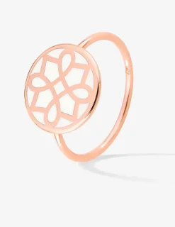 Bague Harmonie Or rose 375‰ et jeton laque ivoire SO OR