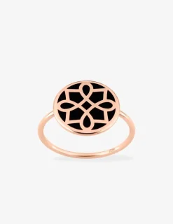 Bague Harmonie Or rose 375‰ et jeton laque noir de Jais SO OR