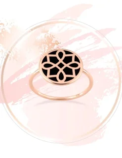 Bague Harmonie Or rose 375‰ et jeton laque noir de Jais SO OR