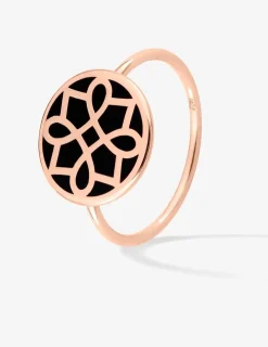 Bague Harmonie Or rose 375‰ et jeton laque noir de Jais SO OR