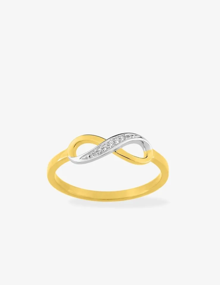 Bague infini bicolore plaqué or, rhodium et oxydes de zirconium SO OR