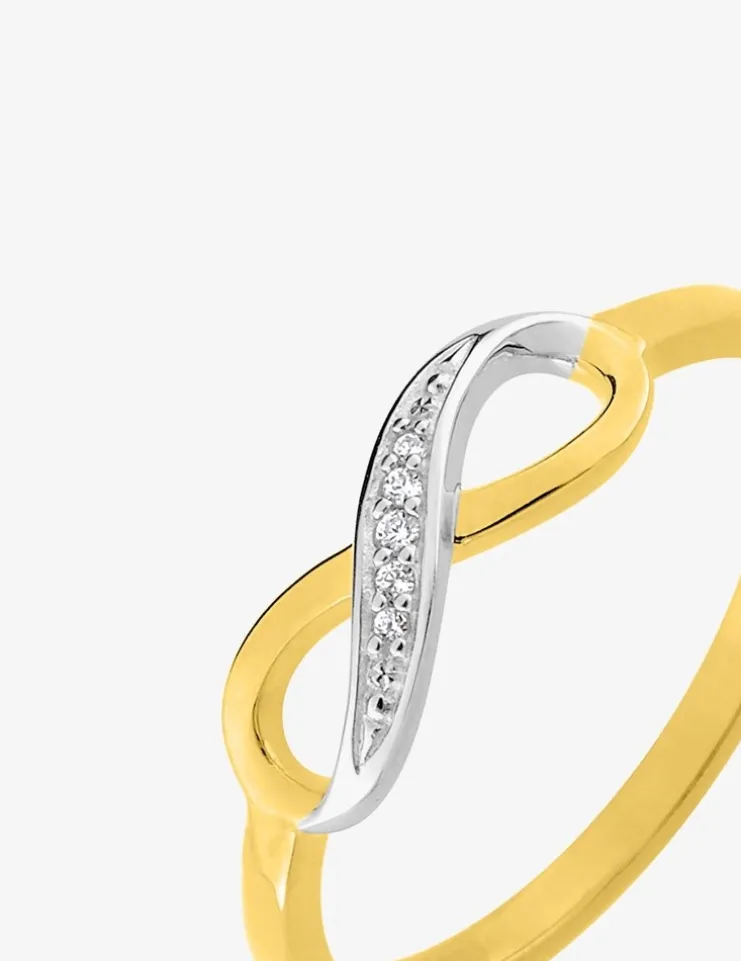 Bague infini bicolore plaqué or, rhodium et oxydes de zirconium SO OR