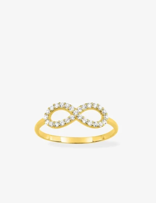 Bague infini or jaune 750 ‰ et oxyde de zirconium SO OR