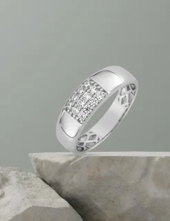 Bague jonc or blanc 375‰ et oxyde de zirconium SO OR
