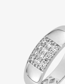 Bague jonc or blanc 375‰ et oxyde de zirconium SO OR