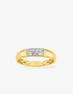 Bague jonc or jaune 375‰ et oxyde de zirconium SO OR