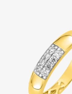 Bague jonc or jaune 375‰ et oxyde de zirconium SO OR
