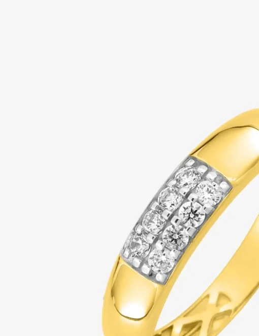 Bague jonc or jaune 375‰ et oxyde de zirconium SO OR