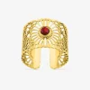 Bague large acier doré et rubis synthétique SO OR