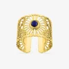 Bague large acier doré et lapis-lazuli bleu SO OR