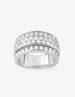 Bague large argent 925‰ rhodié et oxydes de zirconium SO OR