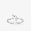 Bague licorne réglable argent rhodié 925 ‰ et laque blanche et rose SO OR