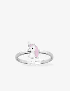 Bague licorne réglable argent rhodié 925 ‰ et laque blanche et rose SO OR