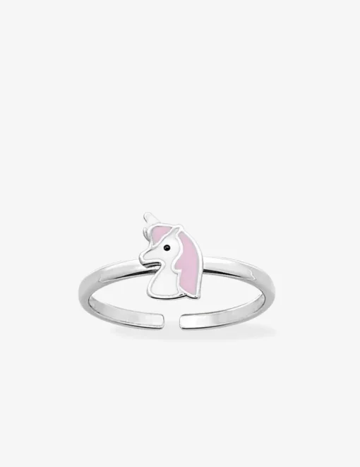 Bague licorne réglable argent rhodié 925 ‰ et laque blanche et rose SO OR