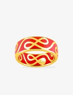 Bague Lorever Or jaune 375‰ et laque corail SO OR