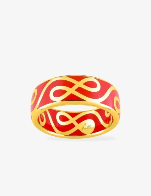 Bague Lorever Or jaune 375‰ et laque corail SO OR