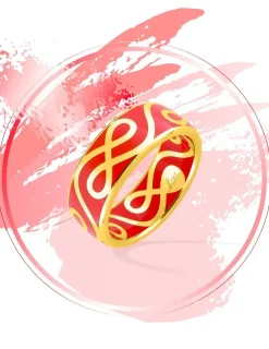 Bague Lorever Or jaune 375‰ et laque corail SO OR