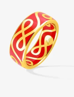 Bague Lorever Or jaune 375‰ et laque corail SO OR