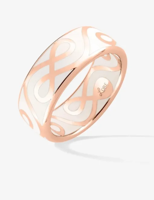 Bague Lorever Or rose 375‰ et laque ivoire SO OR