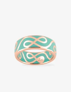 Bague Lorever Or rose 375‰ et laque verte aqua SO OR