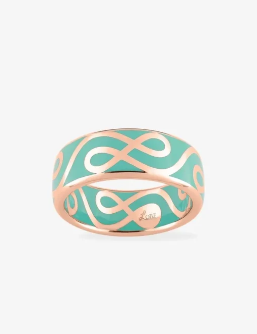 Bague Lorever Or rose 375‰ et laque verte aqua SO OR