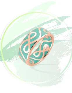 Bague Lorever Or rose 375‰ et laque verte aqua SO OR