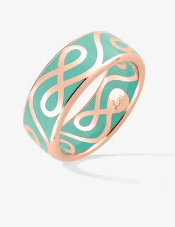 Bague Lorever Or rose 375‰ et laque verte aqua SO OR
