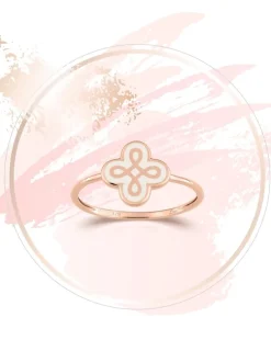 Bague Lorever Or rose 375‰ et motif laque ivoire SO OR