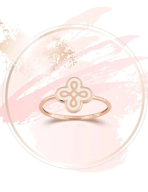 Bague Lorever Or rose 375‰ et motif laque ivoire SO OR