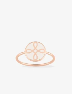 Bague Lorever Or rose 375‰ et motif jeton laque ivoire SO OR