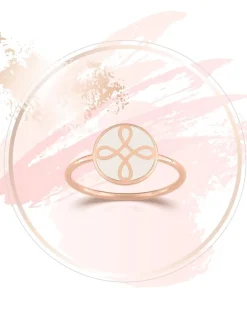 Bague Lorever Or rose 375‰ et motif jeton laque ivoire SO OR