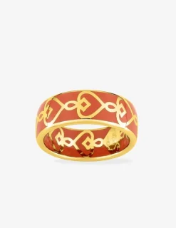 Bague Lucky Or jaune 375‰ et laque corail SO OR
