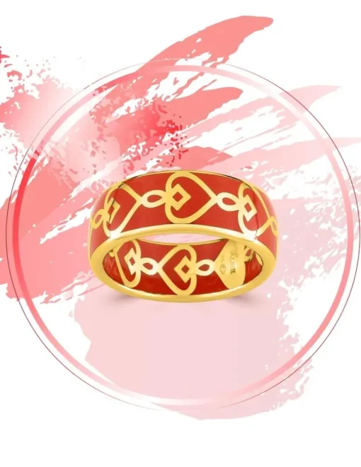 Bague Lucky Or jaune 375‰ et laque corail SO OR